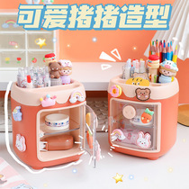 Xiaolun Universal Series Piggy Cute Soft Cartoon Large Capacity Desktop Storage Slanted Pen Holder Storage Box