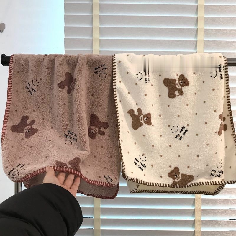 New Cute Style Bear Print Towel for Couples, Washable, Soft, Water-Absorbent, Quick-Drying Coral Velvet Face Towel for Home Use New Cute Style Bear Print Towel for Couples, Washable, Soft, Water-Absorbent, Quick-Drying Coral Velvet Face Towel for Home Use