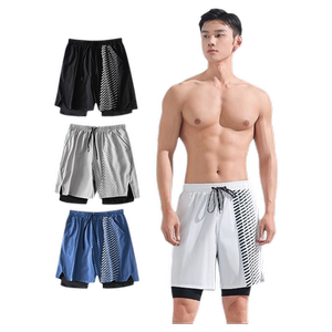 男士泳裤套装五分内衬宽松速干沙滩装备男款游泳衣泳帽专业印花