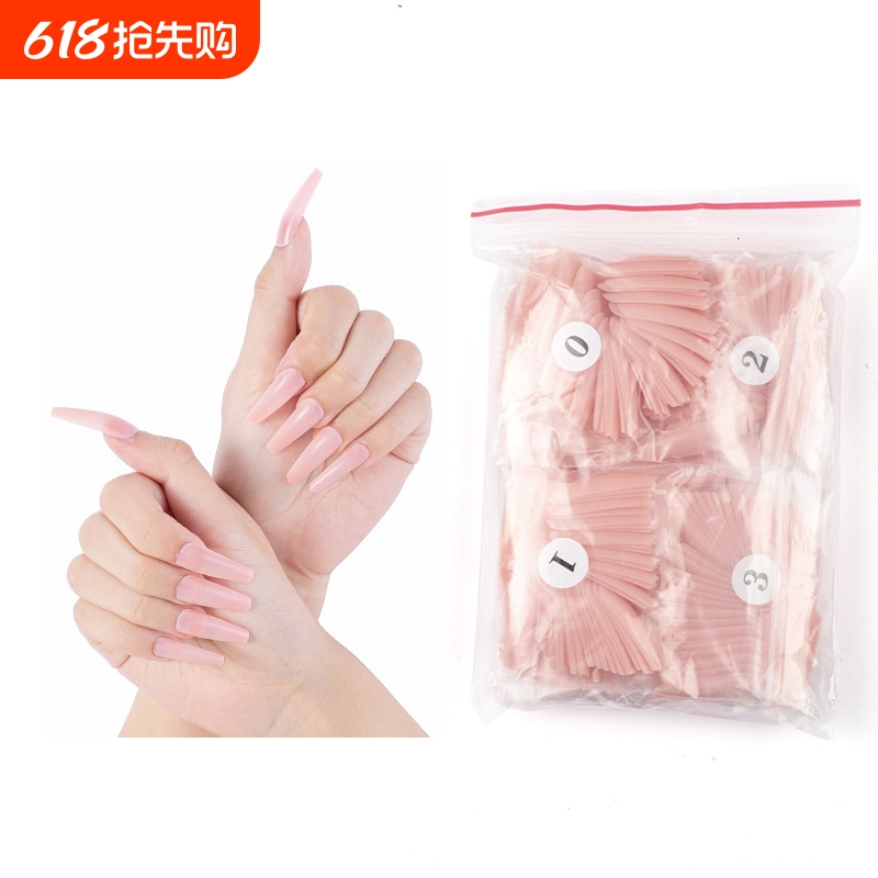 Premium 500-Piece Bagged Transparent/Pure Color/Colored Long Ballet Coffin Nails Wearable Nail Tips Fake Nails Manicure