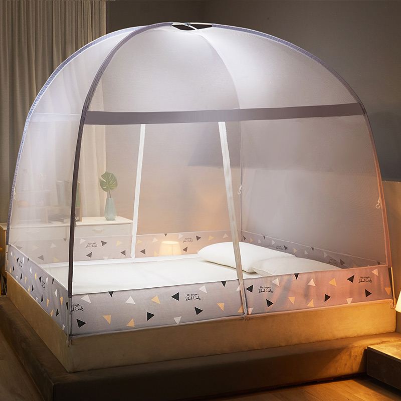 Simple Triangle - More SpaceInstallation free Mongolian yurts Mosquito net household 1.8 Rice bed 1.5m student dormitory 1.2m Tent Single person encryption Mosquito net
