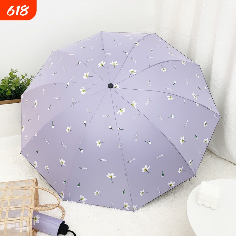 Ten-Rib Large Dual-Purpose Reinforced Folding Sun Umbrella, Sun Protection and Uv Protection, Manual Purple Straight Handle Ten-Rib Large Dual-Purpose Reinforced Folding Sun Umbrella, Sun Protection and Uv Protection, Manual Purple Straight Handle