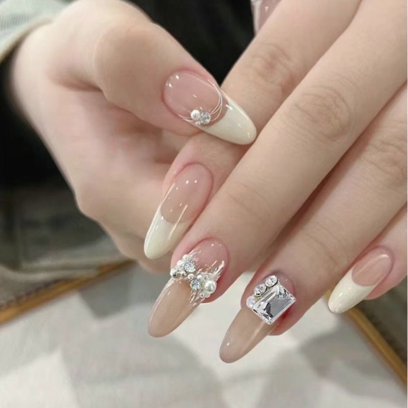 穿戴甲长杏仁款高级感轻奢手工美甲贴片2024年新款指甲显白蝴蝶