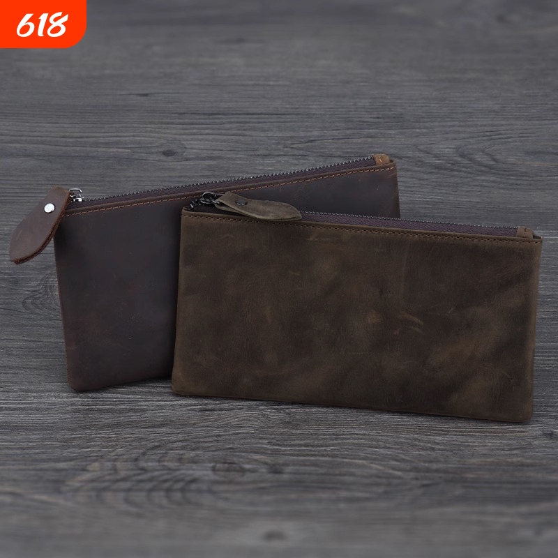 Retro Simple Ultra-Thin Men's Wallet, Long Large-Capacity Clutch Bag, Simple Leather Wallet, Storage Bag, Cash Money Bag Retro Simple Ultra-Thin Men's Wallet, Long Large-Capacity Clutch Bag, Simple Leather Wallet, Storage Bag, Cash Money Bag