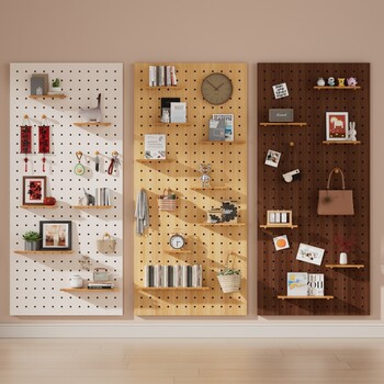 Living room bedroom entry solid wood hole board multifunctional storage rack shape wall storage display rack partition
