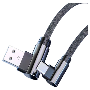 120W超级快充双弯头L型type-c口短50cm厘米公分90度直角尼龙编织黑色充电数据线带灯0.5/2m米加超长折不断