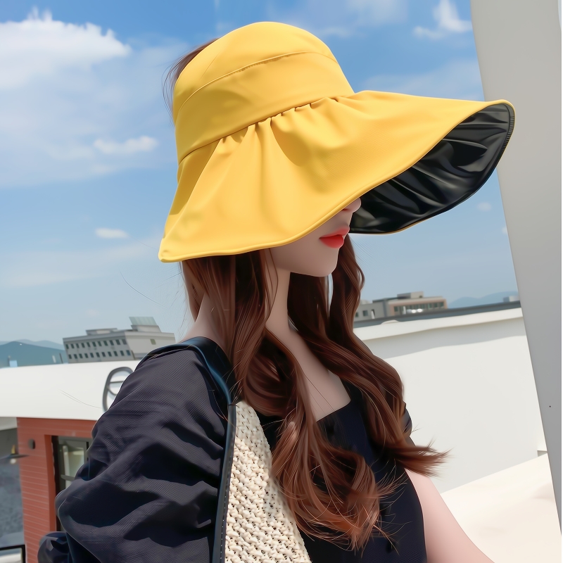 Japan Black Gum Air Top Sunscreen Hat Children Summer Great Hat Visor Anti UV shading cap Folding Fisherman Hat