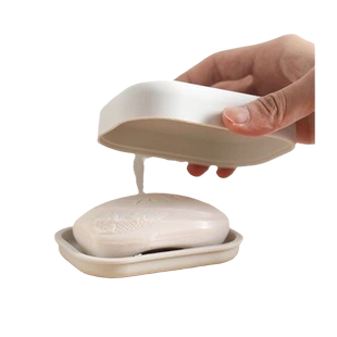 手工皂香皂盒肥皂盒创意旅行便携双层沥水盒小香台面带盖镂空绿色