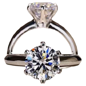 新款银镶D色莫桑钻戒时尚经典克拉恋戒指结婚送老婆女友生日礼物