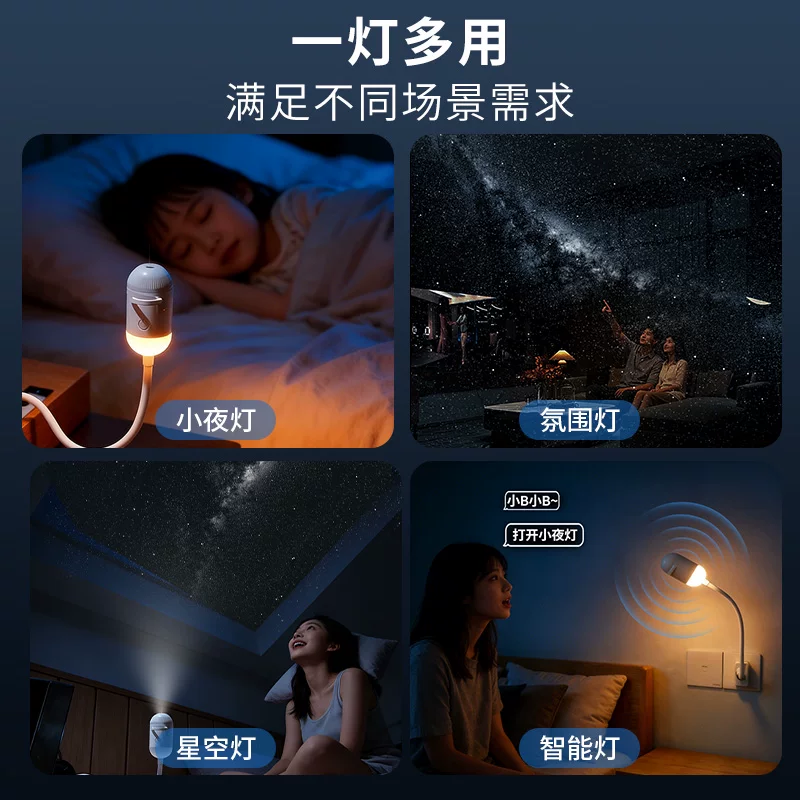 Светодиодная ночная лампа Boxvous Starry Night Light с управлением голосом, ночная USB-лампа для спальни 2026, новый Boxlamp проектор
