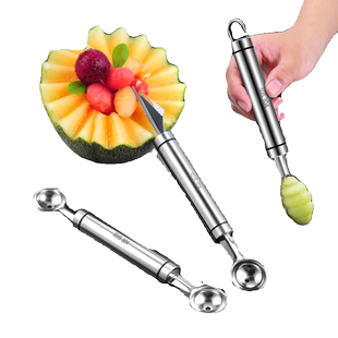 不锈钢水果挖球器切西瓜神器挖球勺子拼盘雕花套装分割器模具双头