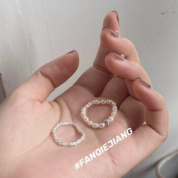 Super fairy handmade beaded pearl ring female french style