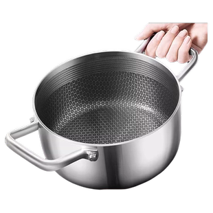 不锈钢汤锅电磁炉家用不粘锅双耳蒸煮炖汤锅食品级加厚熬粥锅火锅