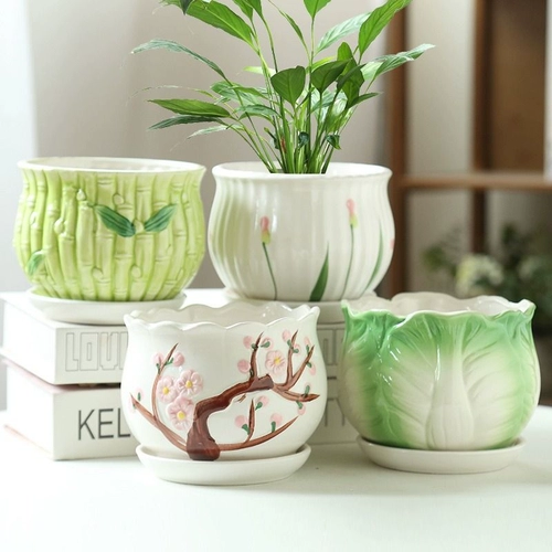 Керамический очень большой креативный золотой цветочный горшок для домашнего использования