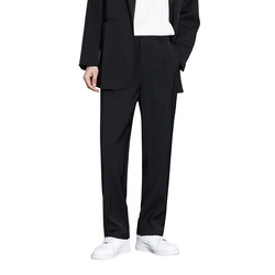 Small trousers men's nine-point trousers summer straight casual pants men's drape spring and autumn style ice silk black suit trousers