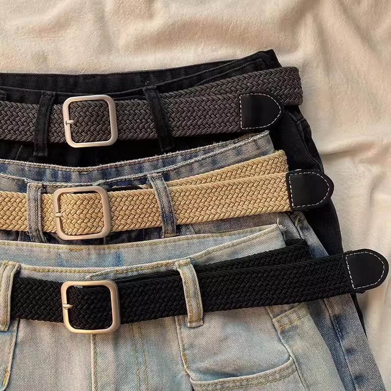 Belt Without Holes, No-Punch Woven Canvas Men's Korean Fashion Ins Style Trendy Versatile Student Pants Belt Without Holes, No-Punch Woven Canvas Men's Korean Fashion Ins Style Trendy Versatile Student Pants