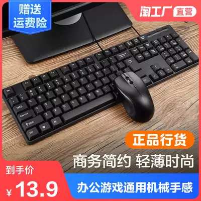 Keyboard wired mouse set mechanical feel notebook computer ipad e-sports small office girl cute mute