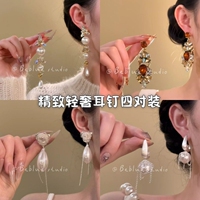 Floating gold ~ exquisite golden pearl earrings, light luxury niche high-end fashion earrings, elegant and versatile accessories