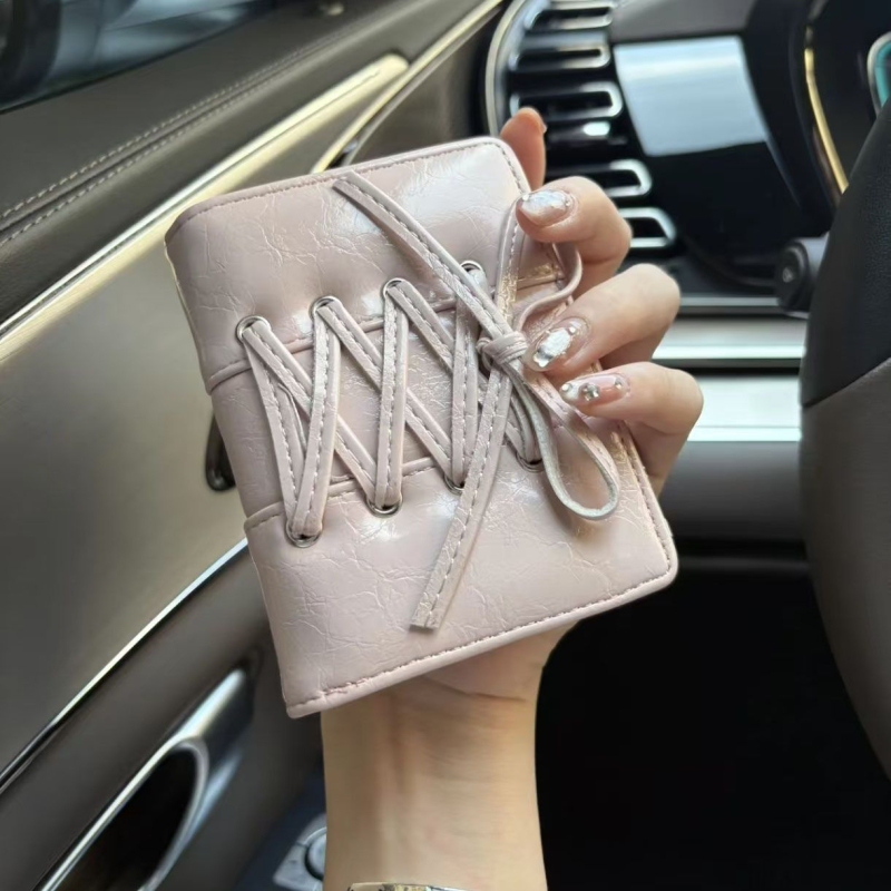 Ins New Ballet Style~Lace-Up Bow Tie Girls' 80% off Y2K Large Capacity Wallet with Multiple Card Slots and Coin Purse