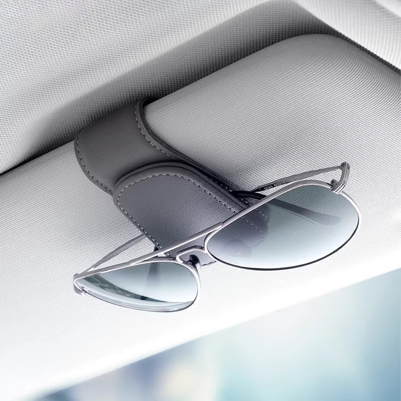 Multifunctional Glasses Clip for Car, Leather Car Sun Visor Storage Box, Car Sunglasses Clip and Card Holder Multifunctional Glasses Clip for Car, Leather Car Sun Visor Storage Box, Car Sunglasses Clip and Card Holder