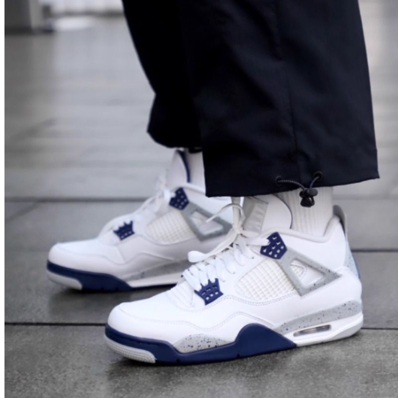 New Jordan 4 Midnight Blue Trendy Comfortable Versatile Wear-Resistant Mid-Top Retro Basketball Shoes for Men and Women Casual Sports Shoes
