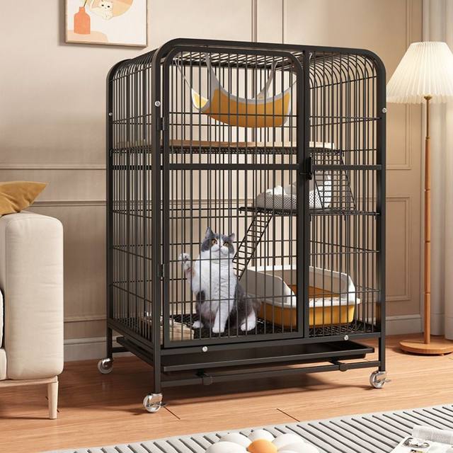 cat cage villa super large space home indoor cat two-story house with toilet pet cattery luxury cat nest cage cat