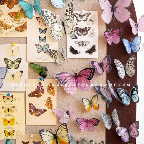 Декоративные наклейки на стену с бабочками, трехмерные 3D стены спальни, высококачественный креативный интернет, реквизит для регистрации знаменитостей, макет, мягкое украшение во французском стиле