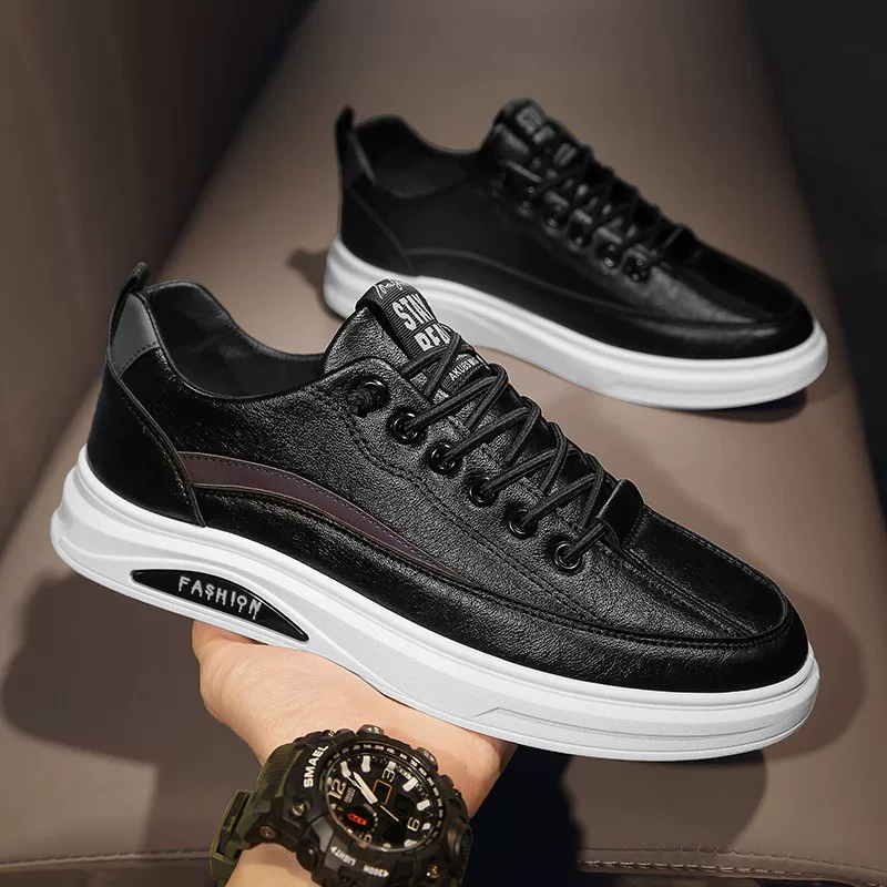 2024 new men's shoes, sports shoes, trendy, versatile, comfortable, breathable, casual leather shoes, lightweight soft-soled running shoes, sneakers