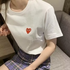 Семейные футболки 2025新款潮牌圆领短袖t恤爱心刺绣川久保玲play纯棉夏季宽松半袖 No brand