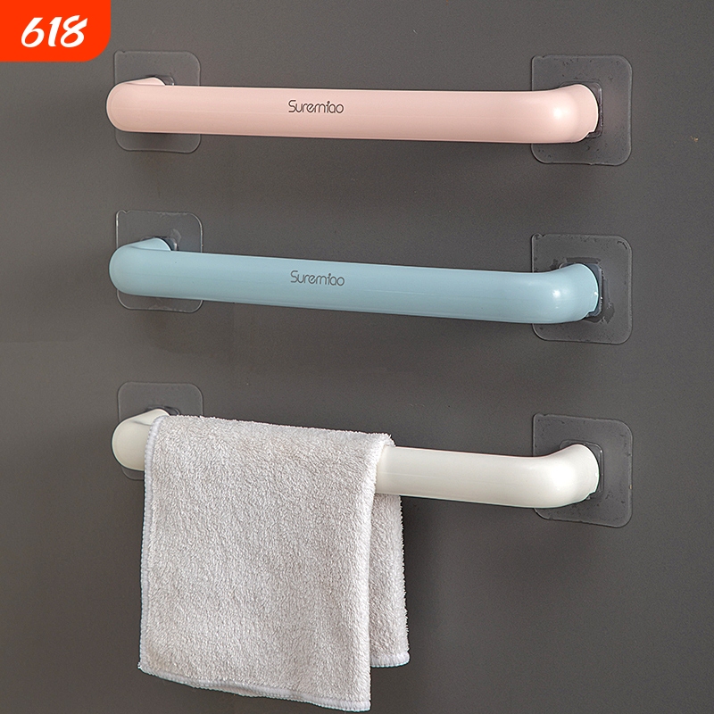 Bathroom Towel Rack, No-Drill Suction Cup Hanger, Single Rod Storage Rack, Kitchen Cloth Holder Hardware