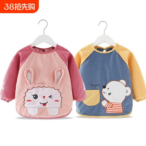 Детский защитный водонепроницаемый нагрудник, демисезонный фартук для еды, слюнявчик подходит для мужчин и женщин, анти-грязь, сзади на завязках