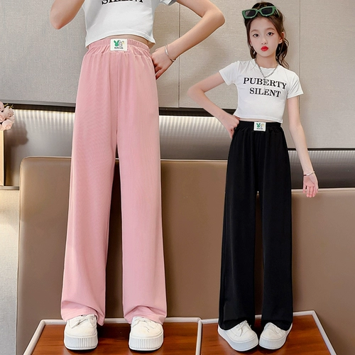 Шелковая летняя одежда, штаны, детское летнее средство от комаров, подходит для подростков, свободный прямой крой