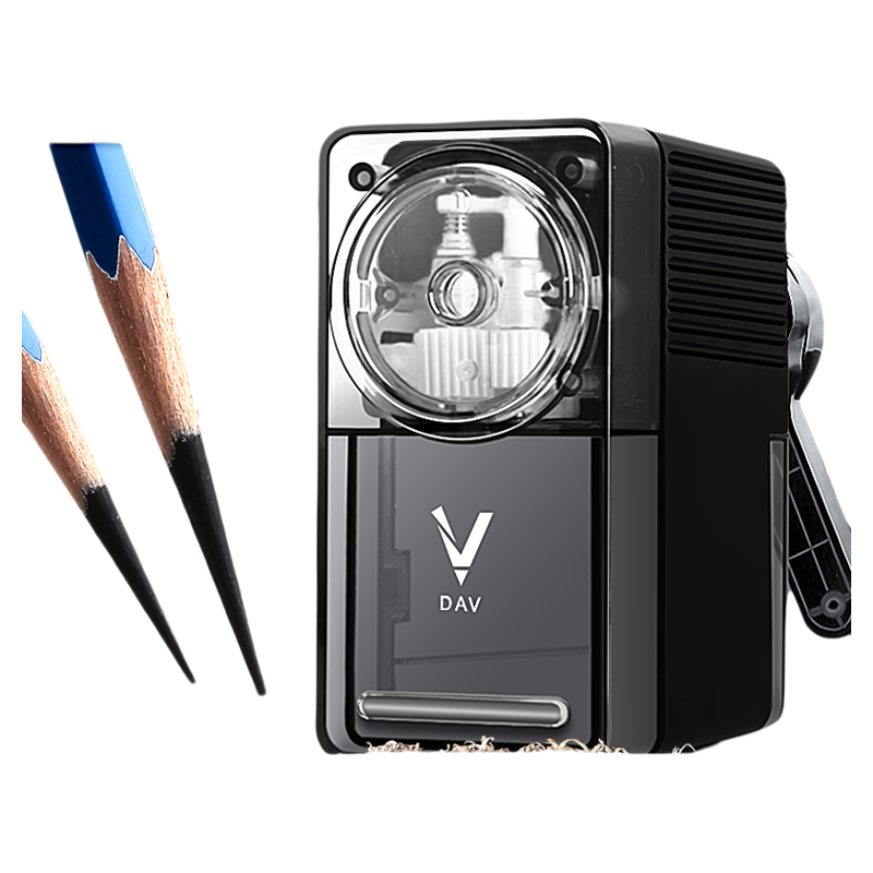 DAV大V削笔器素描速写美术生专用V5V6手摇式卷笔刀削笔机铅笔炭笔转笔刀旗舰店正品大卫手摇卷笔机替换粗细