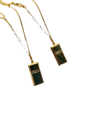 金砖小众轻奢暴富高级感AB链爆款项链女金条颈链不掉色吊坠钛钢