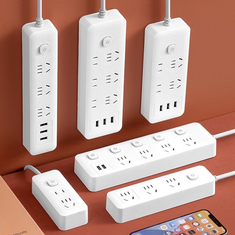 Multi-Functional Household Power Strip with USB Charging Ports and Switch