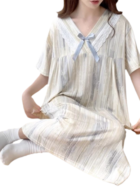 女款简约大码宽松薄款中长睡裙