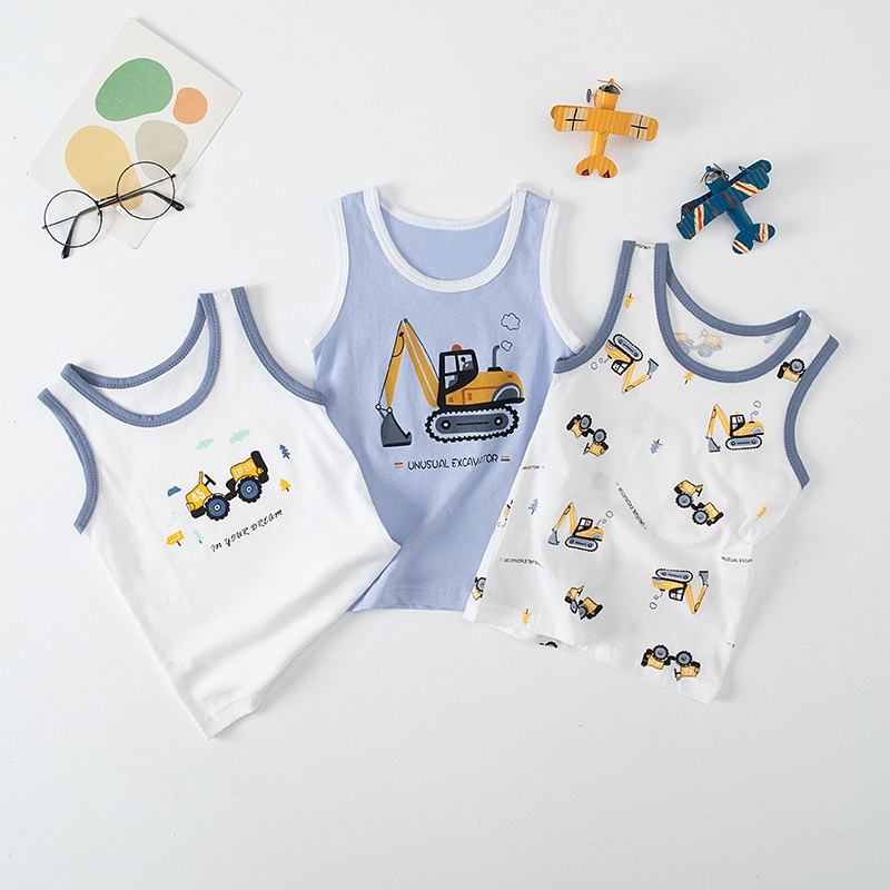 Boys' Pure Cotton Vest, Children's Sleepwear, Seamless Sleeveless Undershirt for Boys, Summer Thin