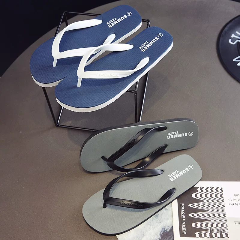 Men's summer flip flops, non-slip rubber slippers, wear-resistant beach footwear