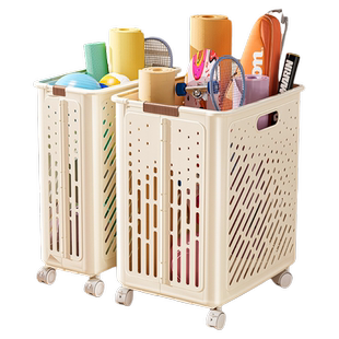 瑜伽垫收纳筐带轮家用运动工具整理神器羽毛球收纳健身器材置物架