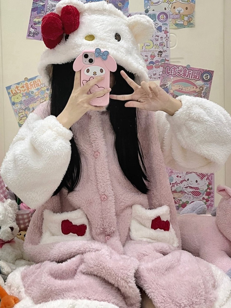 2024 NEW AUTUMN WINTER THICKENED FLEECE CORAL VELVET PAJAMAS WINTER WOMENS WINTER NIGHTGOWN WOMENS AUTUMN WOMENS WINTER