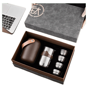 高档纯钛茶具套装户外野营便携茶具泡茶器双层快客杯带礼品盒批发