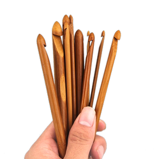 竹柄钩针竹钩针毛线勾针DIY手工编织工具毛衣针碳化套装特细老式
