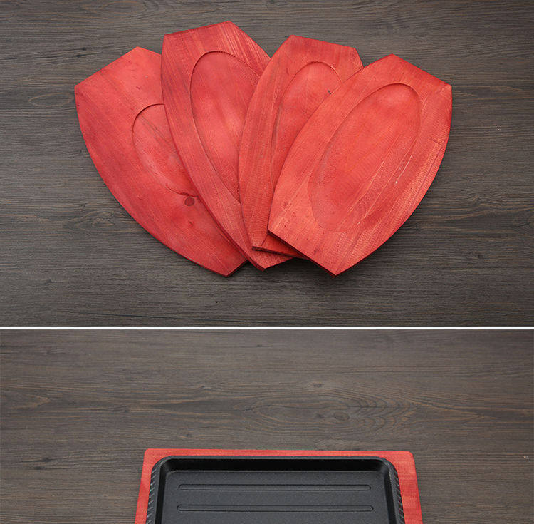 Лоток для гриля 铸铁铁板烧盘商用圆形烧烤盘家用燃气餐厅长方形牛排盘铁板烤鱼盘 No brand