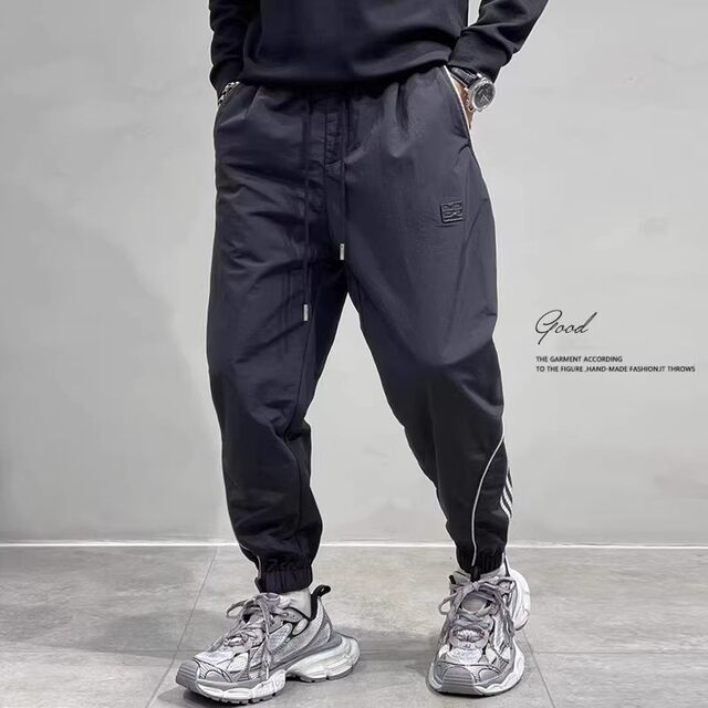 2024 Sports Long Pants Men's Spring and Summer Loose Large Casual Nine Points Plus Fat Harem Korean Version Work Clothes Feet