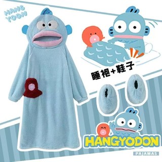 Clownfish children's one-piece pajamas autumn and winter coral velvet cute funny hooded nightgown nightgown thickened little girl