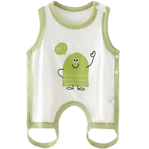 Baby Summer thin half back protective belly pure cotton belly pocket baby with leg newborn with leg vest style sleeping anti-cool