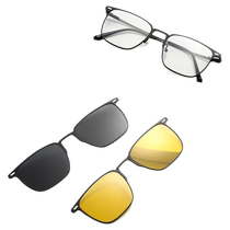 Pure titanium magnetic eyebrow wire frame mens anti-blue light sunglasses three-in-one set of night vision goggles for driving