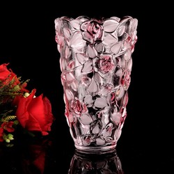 Flavinz Rose Crystal Glass Vase Rich Bamboo Lily Vase Flower Vase Ornaments Gift Vase