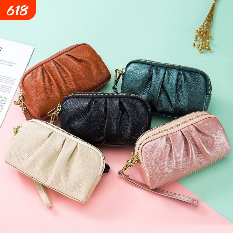 Soft Leather Clutch Bag for Women, Mother's Handbag, Double-Layer Large Capacity Handbag, New Zipper Mobile Phone Bag, Coin Purse Soft Leather Clutch Bag for Women, Mother's Handbag, Double-Layer Large Capacity Handbag, New Zipper Mobile Phone Bag, Coin Purse