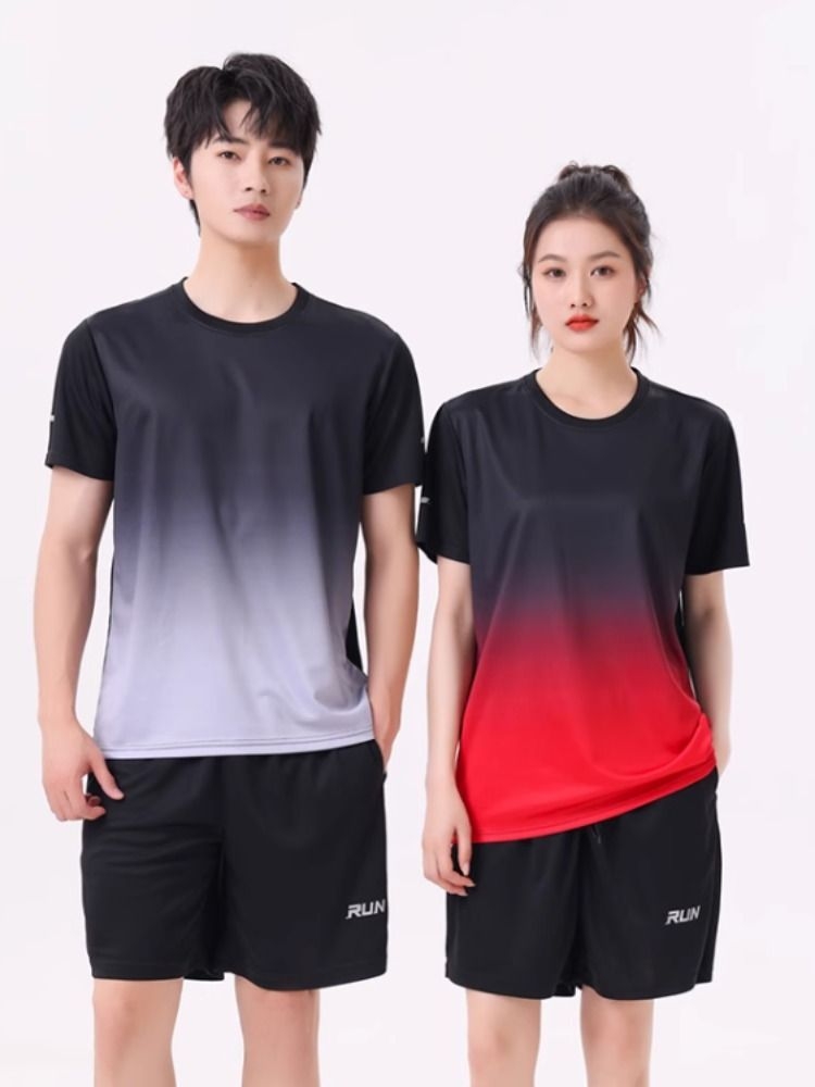 <!--运动套装女跑步装备夏季速干短裤短袖t恤健身衣服男瑜伽排汗高弹-->
